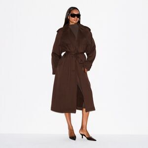 Skims Boyfriend Fleece Trench Coat Espresso Size Small